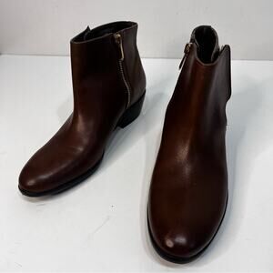 Sam Edelman Peter Bootie Women Size 8.5 Brown Leather Gold Double Buckle Ankle